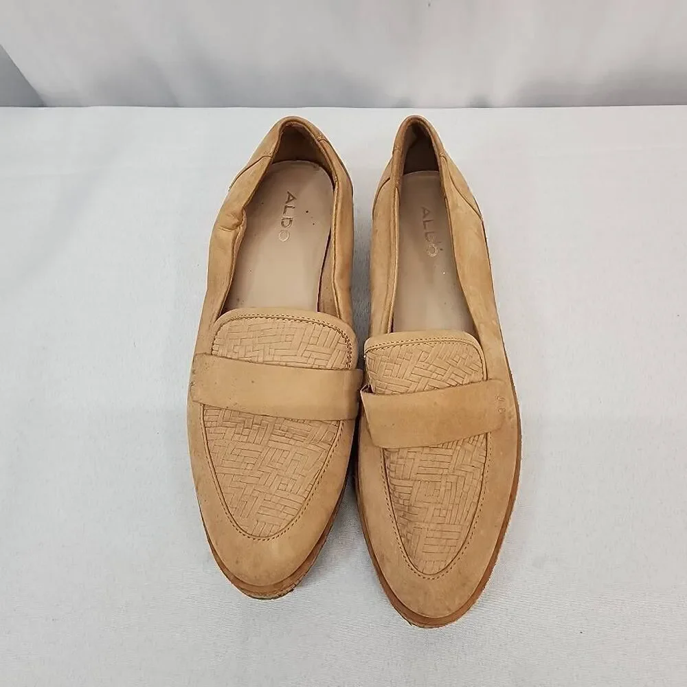 Aldo Size 7 Women's Calixta Suede Leather Cork Platform Loafers Casual Comfort G